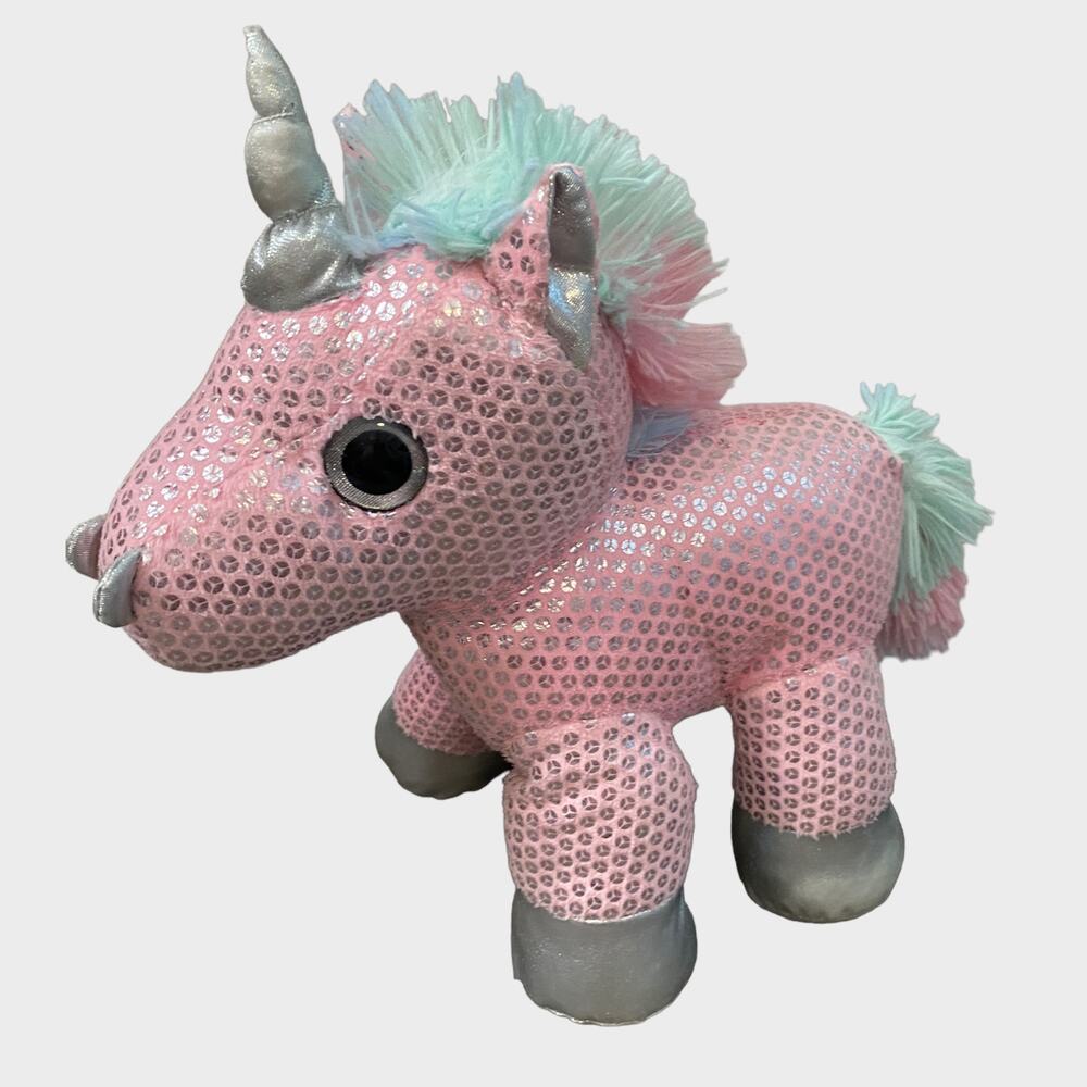 Dan Dee Unicorn Collectors Choice Plush Sparkly Pink Silver Stuffed Animal 11"